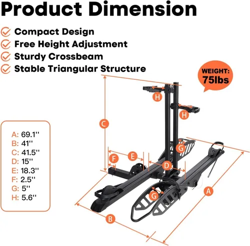 Miniatura 6 de CRAVOT CyberRack - Soporte para bicicletas eléctricas para 2 bicicletas, con capacidad de 90.7 kg, soporte robusto para bicicletas eléctricas
