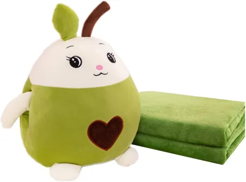 YUDONG Juego de manta y almohada de viaje para niños, adorable almohada multifuncional 3 en 1 de felpa de frutas con diseño de calentador de manos,