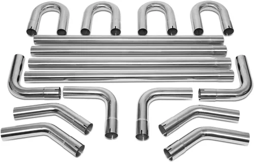 Miniatura 9 de DNA Motoring ZTL-25SS 16 piezas de tubo de escape personalizado de acero inoxidable de 2.5 pulgadas, kit de tubo de escape recto y U-Bend, ajuste