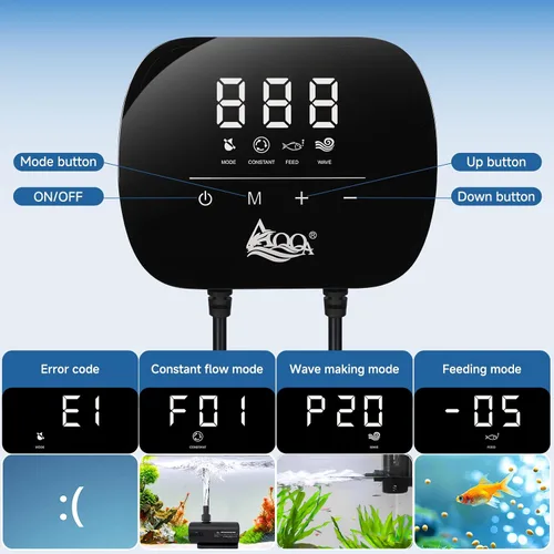 Miniatura 3 de AQQA Bomba de agua para acuario, bomba de retorno controlable con pantalla LCD, modo de flujo constante+modo de fabricación de ondas+modo