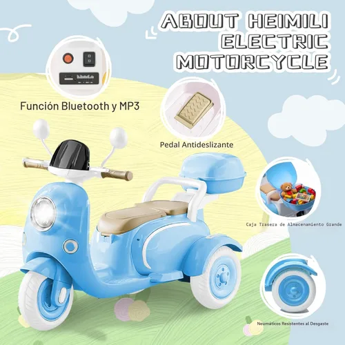 Miniatura 2 de HEIMILI Motocicleta eléctrica para niños, scooter eléctrico para niños de 3 años, juguete para niñas, scooter de 3 ruedas de 12V para montar