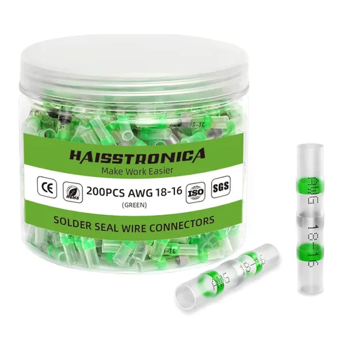 Miniatura 19 de haisstronica 100 conectores de alambre con sello de soldadura, conectores a tope resistentes al agua, termorretráctiles, terminales