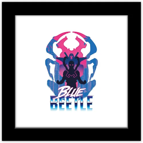 Trends International Gallery Pops DC Comics Blue Beetle - Póster retro de Super Future Blue Beetle para pared, 12 x 12 pulgadas, versión de marco