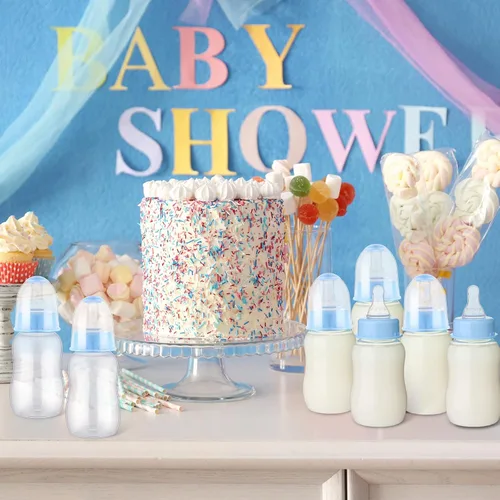 Miniatura 4 de SiliFine Juego de 48 botellas de regalo para baby shower, juego de bebida, mini botellas de regalo para revelación de género, suministros de fiesta