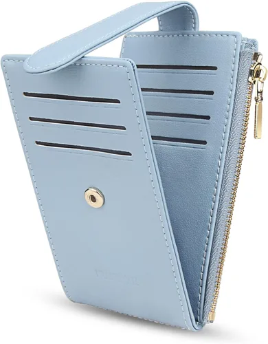 Miniatura 12 de FUNTOR - Carteras pequeñas para mujer, soporte delgado y plegable para tarjetas de crédito con bolsillo para monedas con cremallera, A: Negro