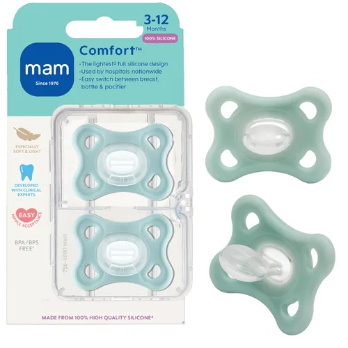 Miniatura 10 de MAM Chupetes Comfort para Bebé, Chupón Ligero de Una Pieza de Silicona Completa para Recién Nacidos de 3-12 Meses, Sin BPA, Chupete Fácil de Gris