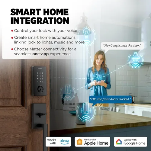 Miniatura 4 de Kwikset Halo Select - Cerradura inteligente de entrada sin llave para puerta con Wi-Fi y Matter habilitada, cerrojo de puerta sin necesidad