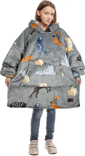 Catalonia Sudadera tipo manta con capucha para niños, sudadera de sherpa extragrande para adolescentes jóvenes, idea de regalo Perro- Niños