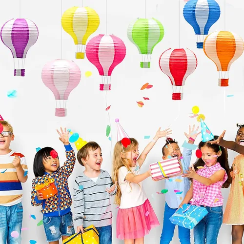 Miniatura 4 de Juego de linternas de papel colgantes con globos aerostáticos, decoración de fiesta, cumpleaños, boda, Navidad, fiesta, regalo, 12 pulgadas, paquete
