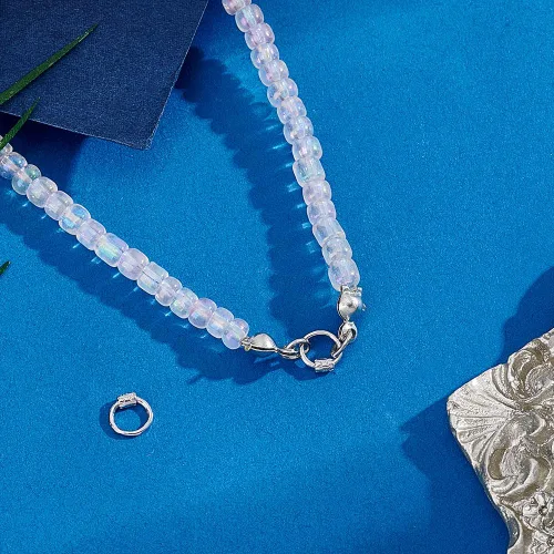Miniatura 2 de PH PandaHall 4 anillos de plata de ley con bloqueo, anillo de conector de platino de 0.236 pulgadas, calibre 18, anillos de cadena de correo