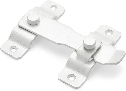 Miniatura 7 de INIRET Paquete de 2 pestillos para puerta de granero, 4.33 x 3.23 pulgadas, acero inoxidable blanco mate, cerraduras de puerta abatible, cerradura