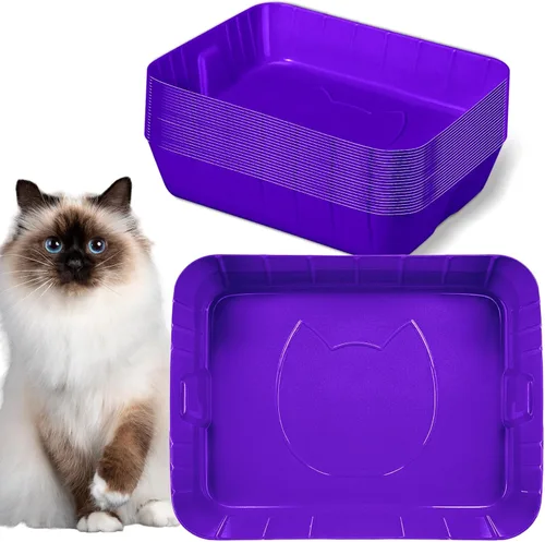 Miniatura 11 de Bokon Caja de arena desechable de 25 unidades para gatos, bandeja de arena desechable grande para viajes al hogar, cajas de arena de plástico Blanco