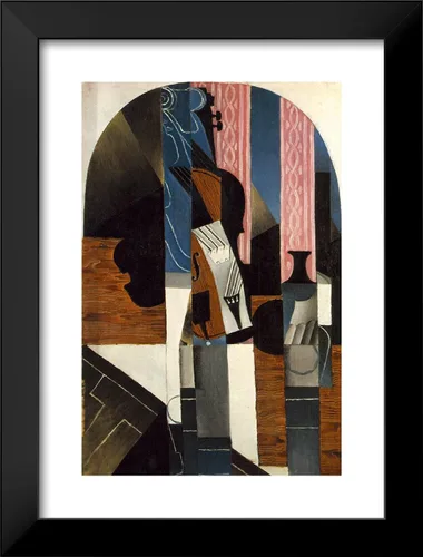 Miniatura 2 de ArtDirect Gris, Juan 19x24 Black Modern Framed Art Print Titled: Violin and Ink Bottle on a Table