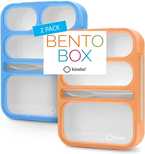 Miniatura 12 de kinsho Lonchera Bento para almuerzos de adultos y niños, cajas de control de porciones para mujeres, niñas y niños, recipientes de aperitivos a Azul