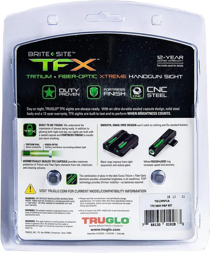 Miniatura 6 de TRUGLO TFX mira para pistola Dura, resistente a golpes, compacta, brillantemente luminosa, mira tritio y fibra óptica extrema para uso diurno