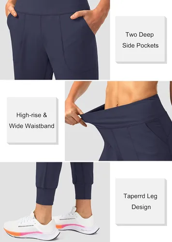 Miniatura 4 de Soothfeel - Pantalones deportivos para mujer con bolsillos de cremallera y cintura alta, pantalones deportivos para entrenamiento y yoga
