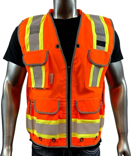 Miniatura 2 de REXZUS A Chaleco Reflectante Clase 2 Heavy Woven Dos Tonos Ingeniero Hi Viz Chaleco de Seguridad 3M 8712 Cinta Naranja
