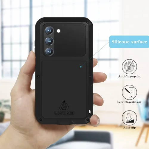 Miniatura 7 de LOVE MEI Funda para Samsung Galaxy S23 5G con protector de pantalla de vidrio templado, a prueba de golpes, a prueba de arañazos, híbrida de metal