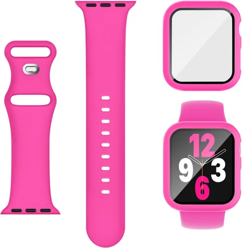 Miniatura 8 de Adorique 3-en-1 compatible con Apple Watch Band de 40 mm, 41 mm, 42 mm, 44 mm, 45 mm, 46 mm, correa deportiva de silicona suave para iWatch Series