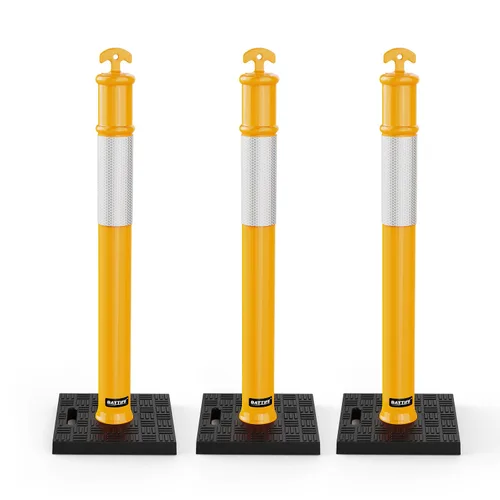 Miniatura 21 de BATTIFE Poste delineador de 45 pulgadas con base, conos de delineador de tráfico naranja con collar reflectante para práctica de conducción