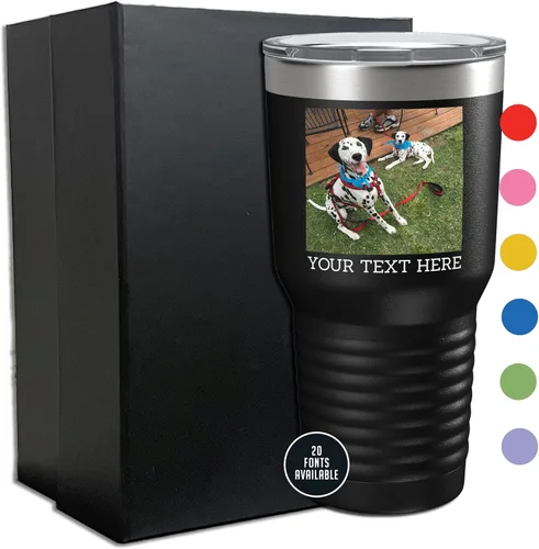 Miniatura 7 de Vaso personalizado de 30 onzas (17 colores) con foto impresa con aislamiento térmico de acero inoxidable recubierto de polvo con tapa, regalo