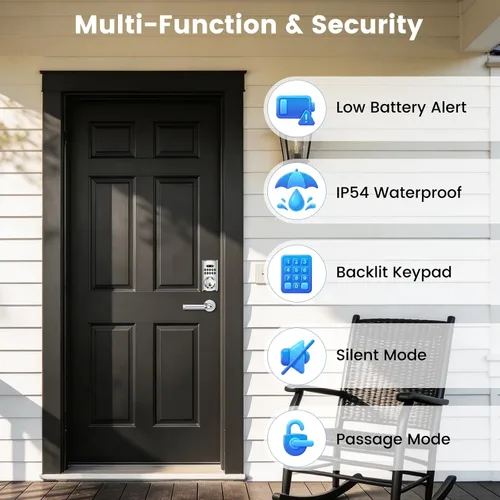 Miniatura 6 de Keyless Entry Door Lock with Keypad, Smart Deadbolt for Front Door, Electronic Door Lock with Auto Lock & One-Time Passcode, 100 User Codes