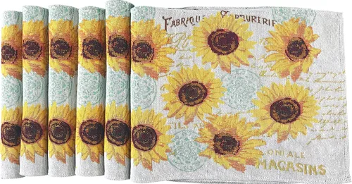 Juego de seis (6) manteles individuales de girasol de otoño, tela tejida de tapiz colorido, para vacaciones, Acción de Gracias, otoño y otoño