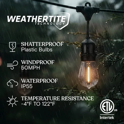 Miniatura 2 de Brightech Ambience Pro - Guirnalda de luces LED de 105 pies, iluminación de patio de grado comercial de 1 W, impermeable para exteriores