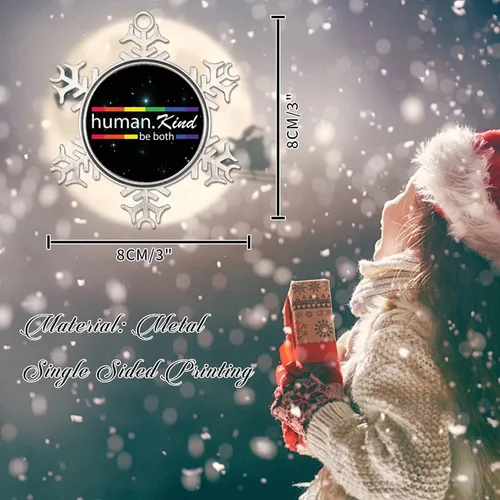 Miniatura 2 de Human Kind Be Both - Adorno para árbol de Navidad, bisexual, arco iris, orgullo, gay, LGBTQ, copo de nieve pansexual, colgante de árbol de Navidad