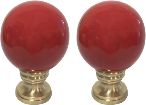 Miniatura 6 de Royal Designs Esfera de cerámica de 1.75 pulgadas para pantalla de lámpara, blanco, base de latón pulido