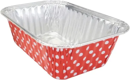 Miniatura 8 de KitchenDance - Mini molde desechable de aluminio con lunares sin tapa, molde rectangular antiadherente de 6 onzas, perfecto para regalos