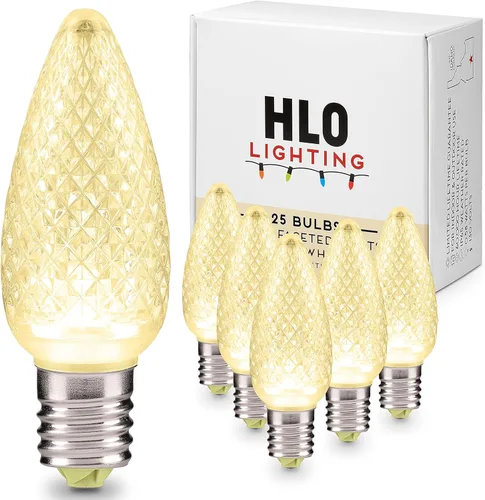Miniatura 34 de HLO Lighting Juego de 25 bombillas LED de Navidad C9 de color blanco cálido para uso en interiores y exteriores Bombilla de repuesto duradera