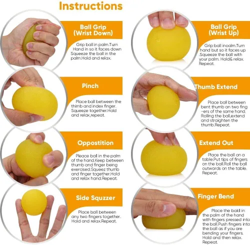 Miniatura 4 de Paquete de 3 bolas para aliviar el estrés. Pelotas de ejercicio de mano. Pelotas de terapia de mano. Bolas de agarre de mano, kits de bolas