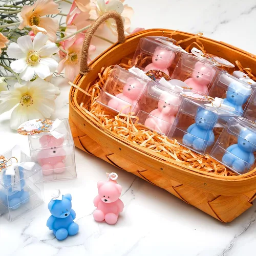 Miniatura 5 de 15 velas de oso para baby shower, regalos de fiesta de oso invitado, velas de baby shower, a granel para regalos decoraciones de fiesta (rosa, azul)