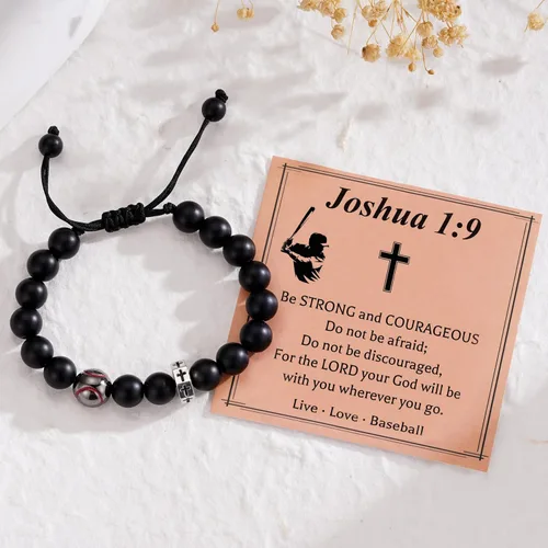 Miniatura 4 de Pulsera de béisbol, baloncesto, fútbol, fútbol y fútbol, para niños, pulsera de cuentas cruzadas, regalos para hijo, nieto, jugadores, fanáticos