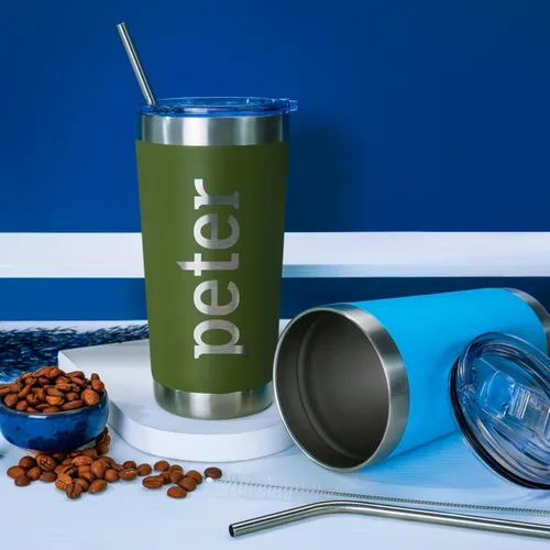 Miniatura 8 de Vasos personalizados, vaso de acero inoxidable de 20 onzas con tapa 13 diseños diferentes Tazas personalizadas de pared doble aisladas para café