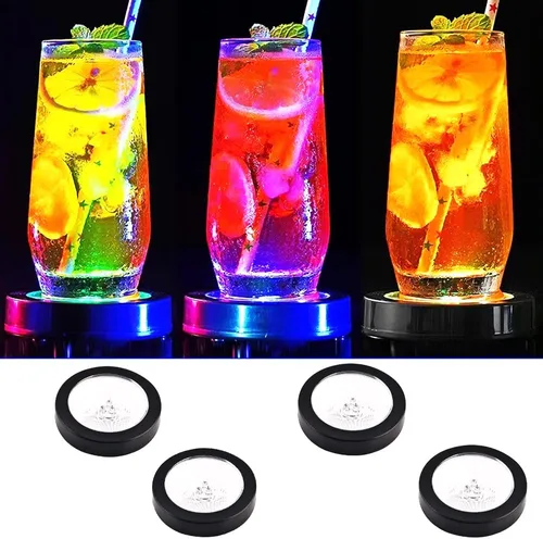 Posavasos LED para bebidas, posavasos luminosos coloridos recargables por USB para bebidas de cerveza, botella de vino, tapete luminoso para