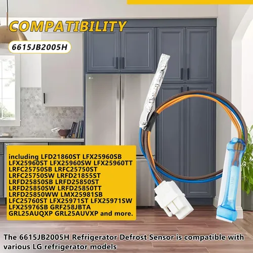 Miniatura 3 de 6615JB2005H Sensor de temperatura del refrigerador compatible con LG, Samsung y Kenmore. El conjunto del sensor de descongelación sustituye a