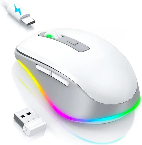 Miniatura 12 de PEIOUS Ratón Inalámbrico Jiggler - Ratones Inalámbricos LED con Mover de Ratón Integrado, Ratón Móvil Recargable para Laptop con Movimiento Azul