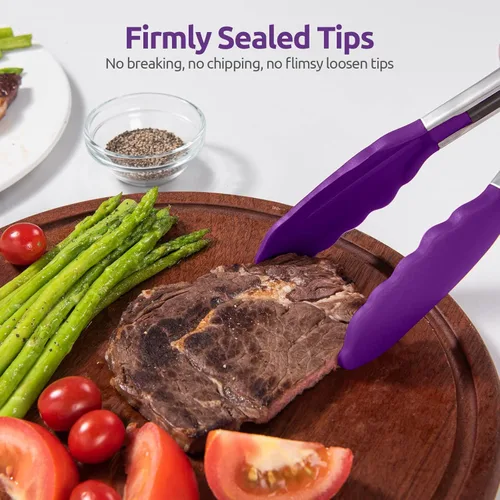 Miniatura 9 de Pinzas de cocina resistentes al calor de 600ºF: pinza de cocina de silicona U-Taste de 9 pulgadas con puntas de goma antiadherentes selladas firmes