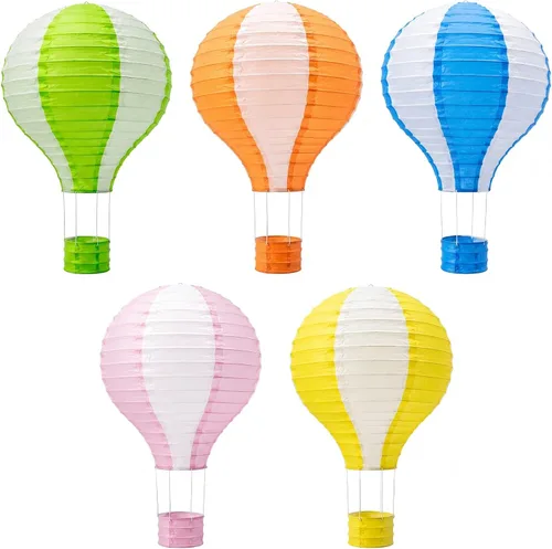 Miniatura 8 de Faroles de papel de globo aerostático de 12 pulgadas, decoraciones de Navidad en julio, decoración colgante de Papá Noel y estrella para fiesta