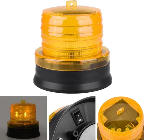 GLOGLOW Luces LED de advertencia ámbar solar de 2 V, luz LED para auto, luz ámbar de advertencia de seguridad para carretilla elevadora, camión,