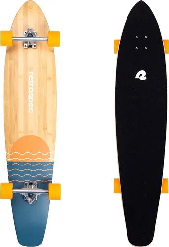 Miniatura 11 de Retrospec Zed Pintail & Cruiser Longboard Patineta para Adultos - Tabla de 112 cm de bambú y arce canadiense con rodamientos ABEC-7, ruedas de Aqua
