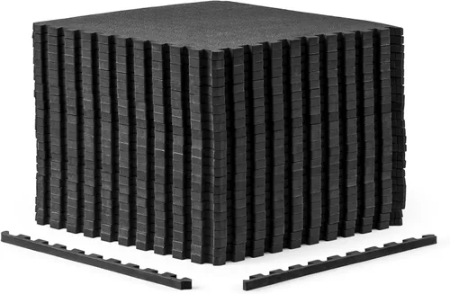 CAP Puzzle Exercise Mats | 1/2” Thick EVA Interlocking Foam Tiles for Home Gym Flooring | Multiple Options Guijarro - Negro