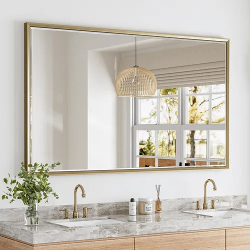 Miniatura 43 de Espejo de baño negro, espejo de baño biselado de 16 x 24 pulgadas para pared, espejo con marco negro antioxidante para decoración de baño, sala