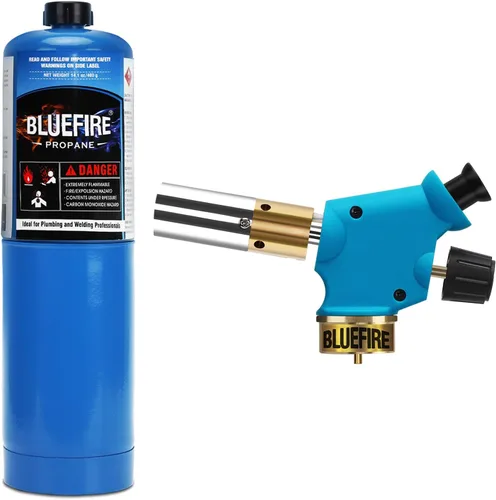 Miniatura 8 de BLUEFIRE Kit de antorcha ciclón portátil con cilindro MAPP, cabezal de disparo con botón de presión, combustible de gas propano MAPP MAP PRO