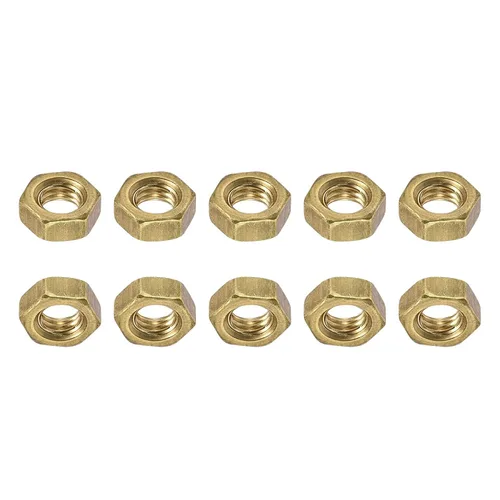 Miniatura 12 de DTGN Tuercas hexagonales M2x0.0.157 in (DxP), paquete de 100, buenas para reparación de garaje en casa, tuercas hexagonales de latón, tono dorado