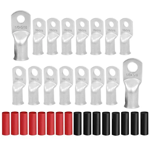 8 piezas de terminales de cable de cobre estañado de servicio pesado 1/0 AWG con espárrago de 3/8" y 8 piezas de terminales 1/0 AWG con espárrago de