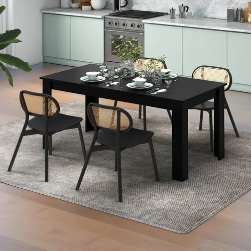 Miniatura 9 de Giantex Mesa de comedor para 6, mesa de cocina rectangular con capacidad de 330 libras, estructura estable, 63 pulgadas de largo x 31.5 pulgadas