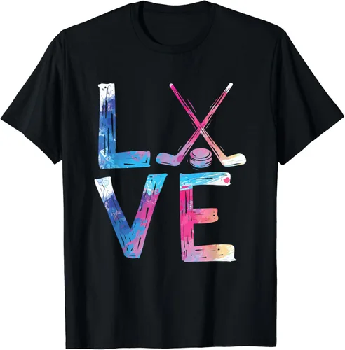 Love Ice Hockey Girls - Camiseta de hockey sobre hielo para mujer Negro S